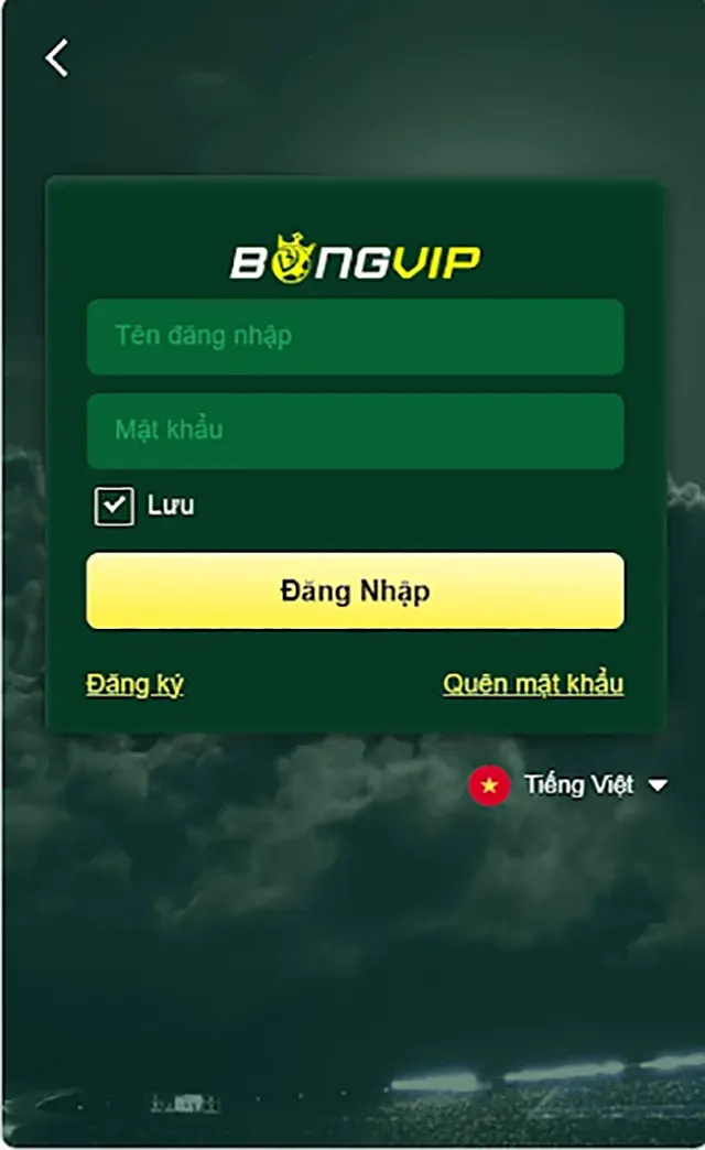Form đăng nhập BONGVIP cho anh em cược thủ