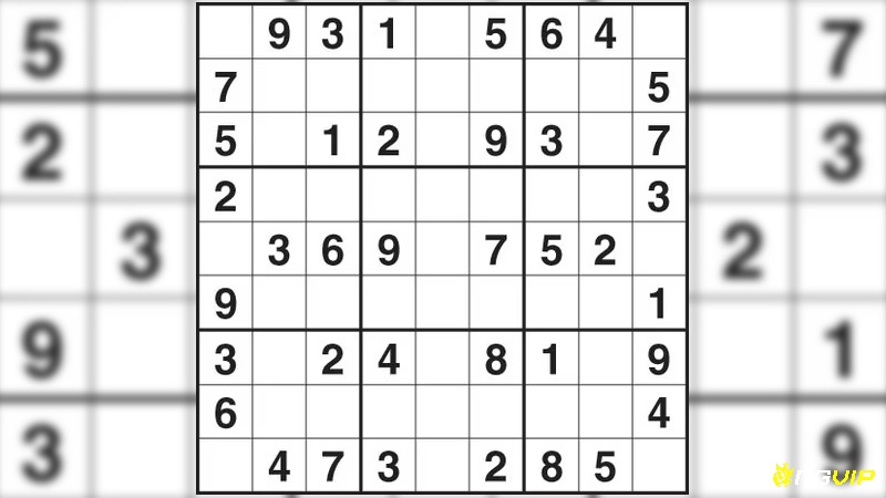 Bàn cờ game khối Sudoku 9x9 với một số ô đã được điền sẵn, người chơi đang hoàn thiện lưới số
