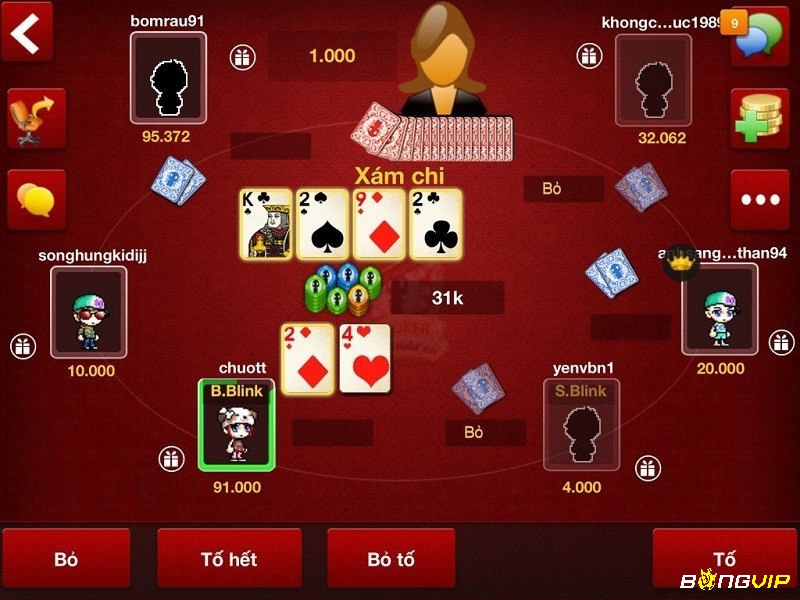 Các hành động cược tố có trong poker