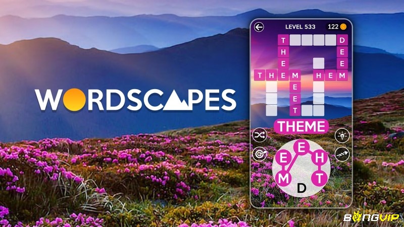 Wordscapes nổi bật nhờ sự kết hợp giữa ô chữ truyền thống và thử thách từ vựng hiện đại, vừa hấp dẫn vừa bổ ích