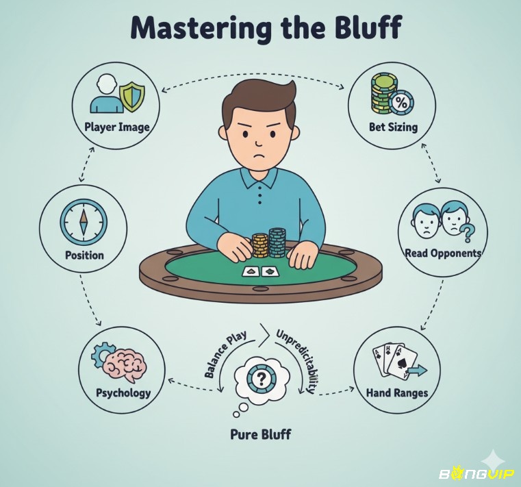 Người chơi xì tố rèn luyện kỹ năng cách bluff trong poker hiệu quả để kiểm soát ván đấu và đánh lừa đối thủ