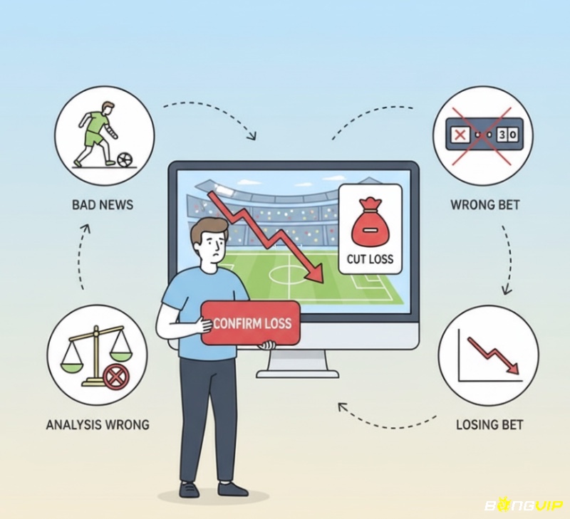 Người chơi thực hiện cắt lỗ bằng cách rút tiền cược để bảo toàn vốn khi trận đấu diễn biến bất lợi