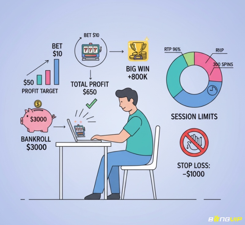 Người chơi Slot Game quản lý vốn hiệu quả bằng cách đặt cược thấp, chờ đợi chiến thắng lớn và dừng lại đúng lúc