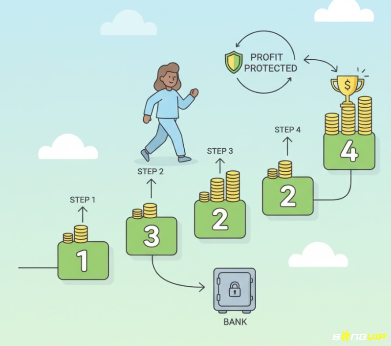 Người chơi áp dụng chiến thuật baccarat 1-3-2-4 để tối ưu hóa lợi nhuận qua chuỗi thắng lý tưởng