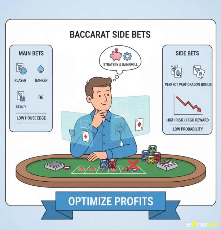Người chơi Baccarat tìm hiểu về các lựa chọn cược phụ và rủi ro để đưa ra chiến lược tối ưu lợi nhuận trong cược phụ baccarat là gì