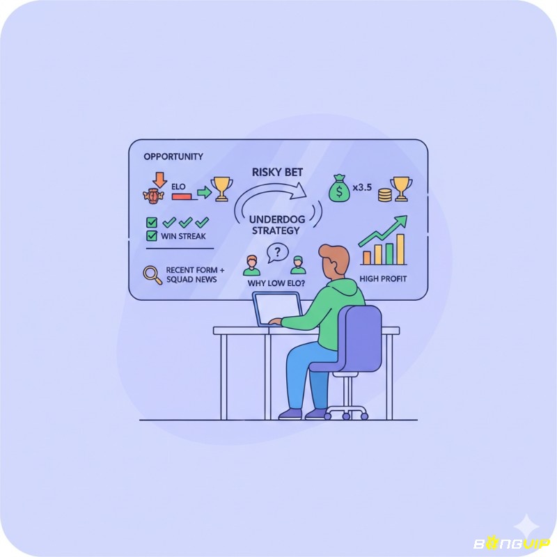 Người chơi cá cược phân tích ELO, phong độ đội để đưa ra quyết định đặt cược ngược dòng