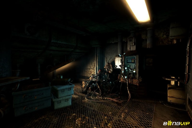 Stealth gameplay moment in SOMA