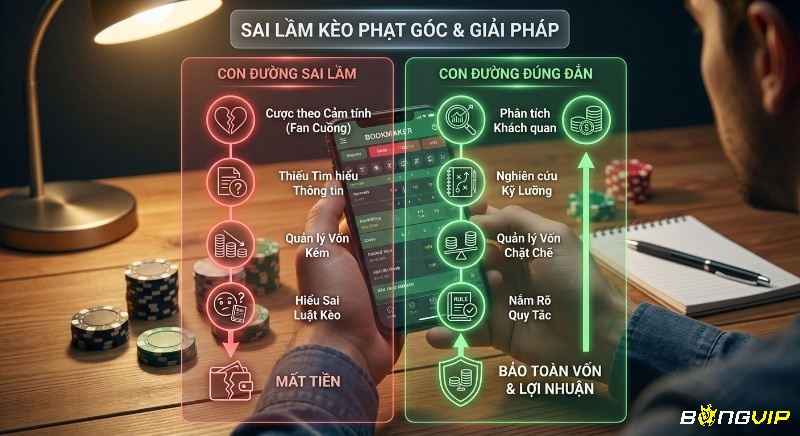 Hướng dẫn chi tiết cách tránh sai lầm phổ biến khi chơi kèo phạt góc, từ phân tích khách quan đến bảo toàn vốn và lợi nhuận