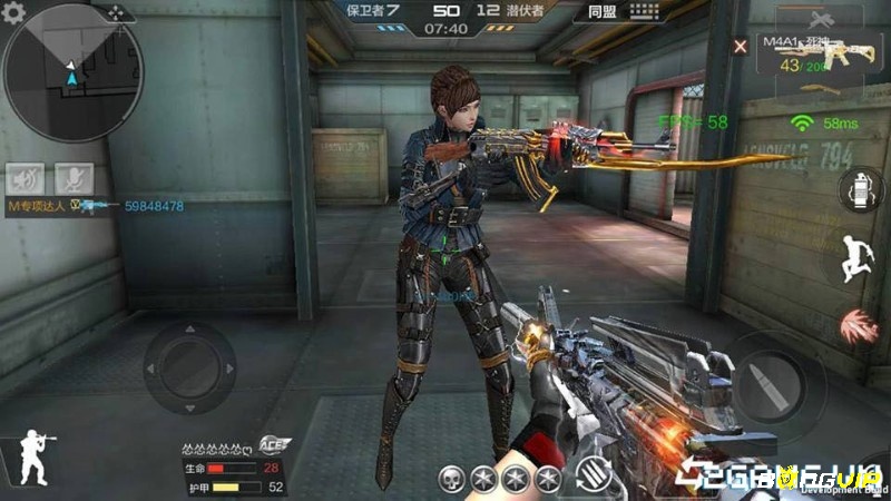 Đồ họa 3D CrossFire Legends với bản đồ chiến đấu và hiệu ứng súng đạn