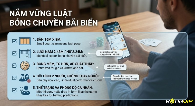 Hướng dẫn 5 điểm cốt yếu luật bóng chuyền bãi biển về sân bãi, lưới, bóng, đội hình 2 người, ảnh hưởng lớn đến quyết định cá cược