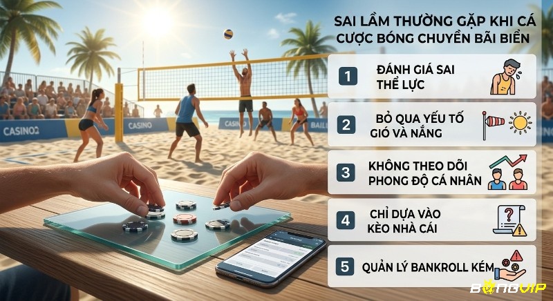 Checklist 5 sai lầm thường gặp, khi cá cược bóng chuyền bãi biển, từ đánh giá thể lực đến quản lý bankroll
