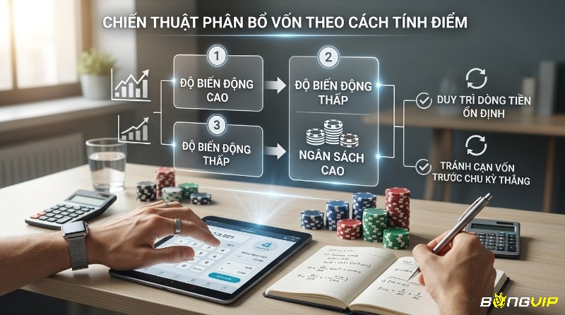Chiến thuật phân bổ vốn thông minh theo cách tính điểm lô đề, quy trình quản lý độ biến động, ngân sách cao, người chơi tính toán với chip poker để duy trì dòng tiền ổn định